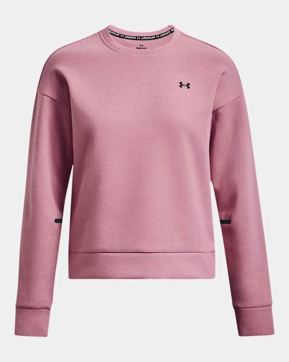 Damesshirt UA Unstoppable Fleece met ronde hals, Pink, pdpMainDesktop image number 4